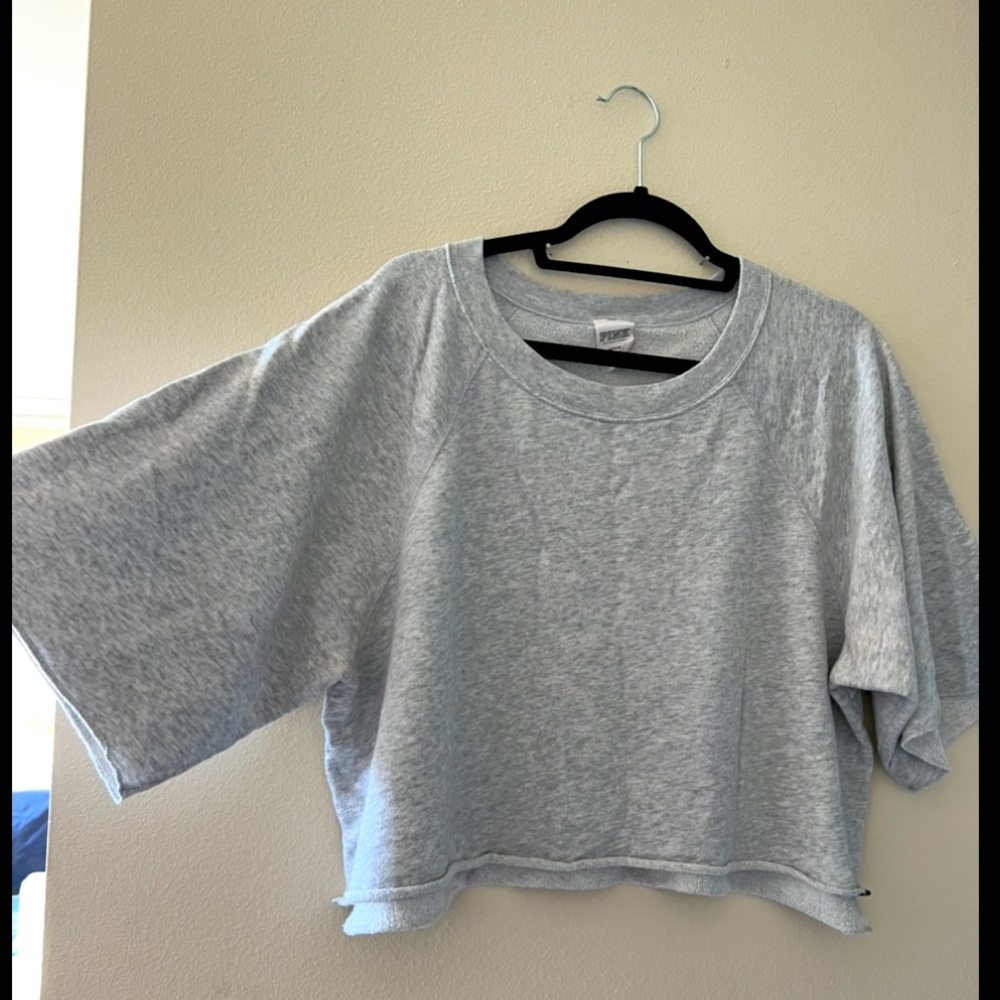 PINK grey chopped sweatshirt with flare sleeves